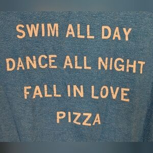 Wildfox Blue Sweatshirt Swim All Day Dance All Night Fall In Love Pizza